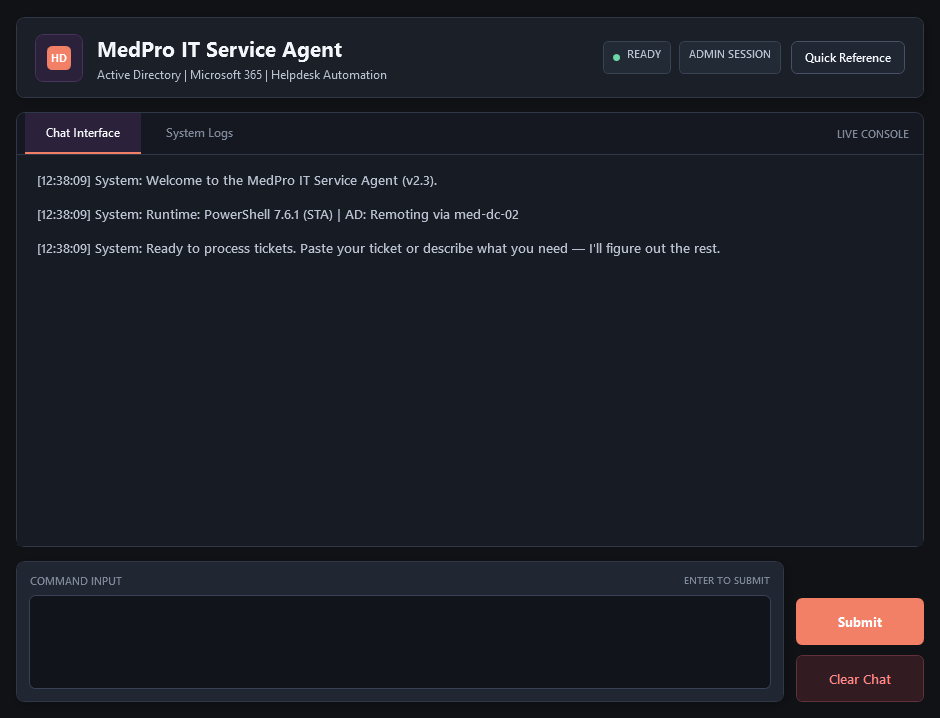 MedPro IT Service Agent screenshot